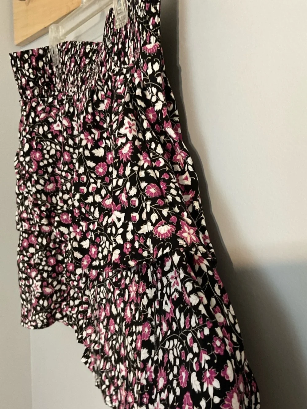 Lane Bryant Black Floral Smocked Waist Tiered Mini Skirt Size 18/20